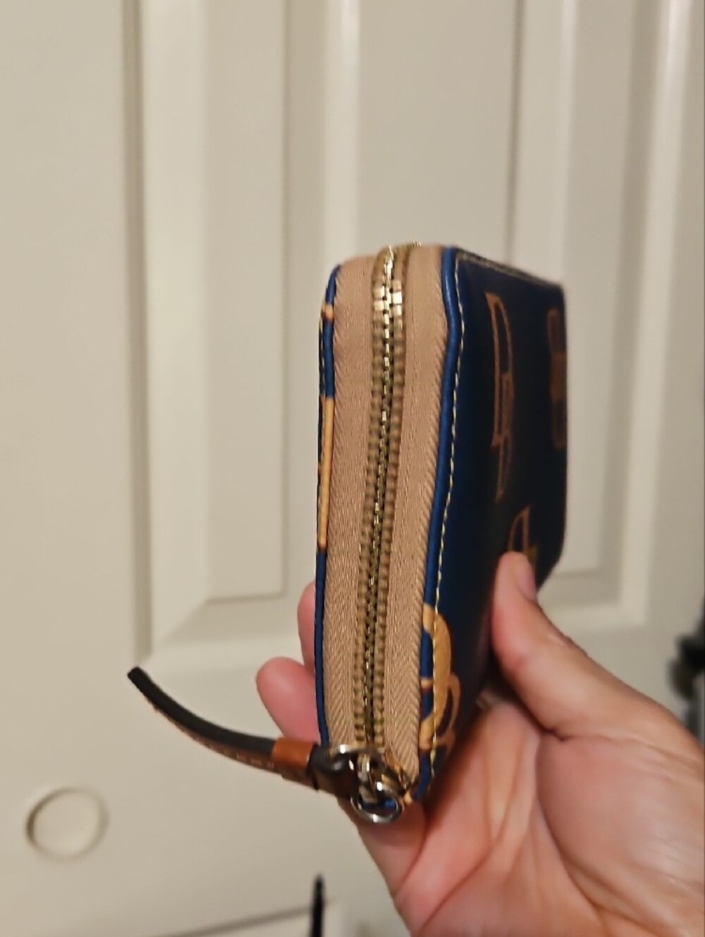 Dooney & Bourke EUC Blue Zip Around Wallet Monogram DB Logo - Picture 3 of 13